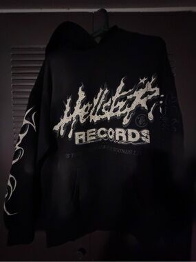 Hellstar Black Graphic Hoodie with White Flame Logo